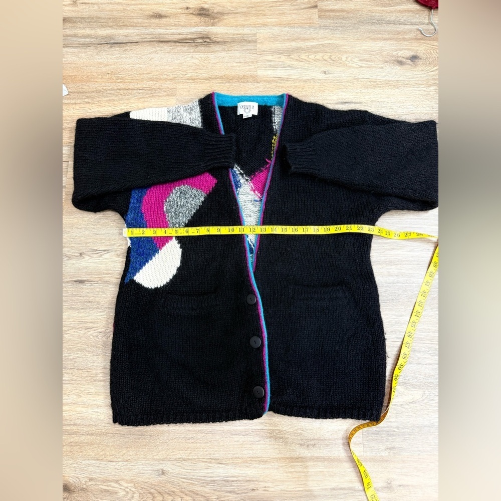 Vintage Cervelle Mohair Wool Blend Cardigan Sweater Knit Size L-XL Crazy 80s. - Picture 6 of 8